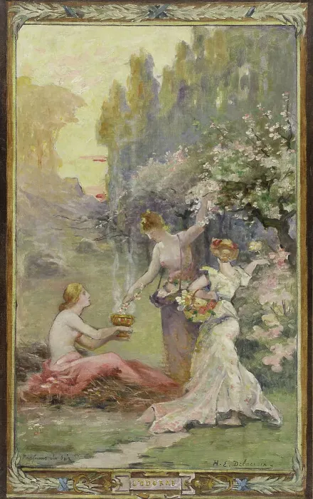 Framed Print : Esquisse pour la mairie du 10ème arrondissement de Paris : L'odorat - Parfums du soir, c.1905 - 1908 Creator: Henri-Eugène Delacroix