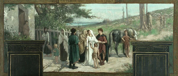 Esquisse pour la mairie du 15e arrondissement : La femme doit suivre son époux, c.1883 - 1884. Creator: Franois Alfred Delobbe