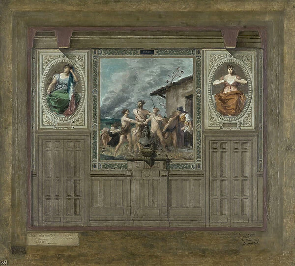 Esquisse pour la mairie du 20ème arrondissement : Patriotisme, Patrie, Dévouement, 1884. Creator: Edouard Michel Lancon