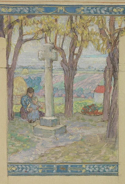 Esquisse pour la mairie de Fresnes : Paysage. Scènes de village, 1905. Creator: Victor Menu