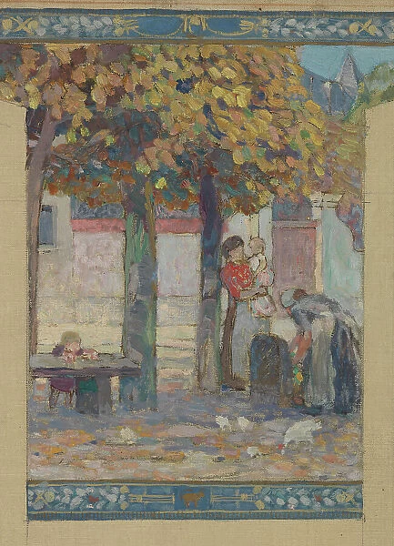 Esquisse pour la mairie de Fresnes : Paysage. Scènes de village, 1905. Creator: Victor Menu