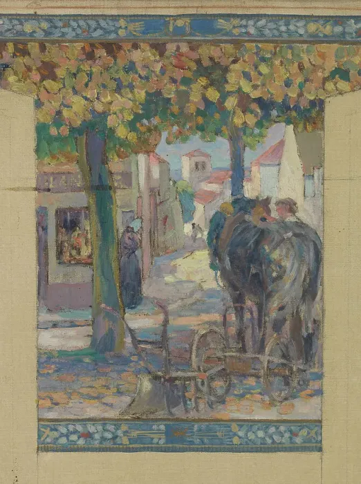 Framed Print : Esquisse pour la mairie de Fresnes : Paysage. Scènes de village, 1905. Creator: Victor Menu Framed Print : Esquisse pour la mairie de Fresnes : Paysage. Scènes de village, 1905. Creator: Victor Menu