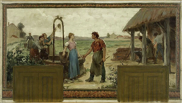 Esquisse pour la mairie de Saint-Maur-des-Fossés : Les fiançailles, 1883. Creator: Paul Albert Baudouin