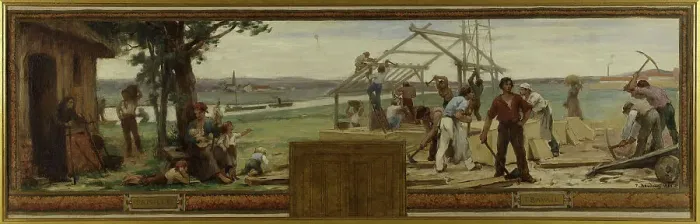 Framed Print : Esquisse pour la mairie de Saint Maur-des-Fossés: Famille et Travail, 1883. Creator: Paul Albert Baudouin Framed Print : Esquisse pour la mairie de Saint Maur-des-Fossés: Famille et Travail, 1883. Creator: Paul Albert Baudouin