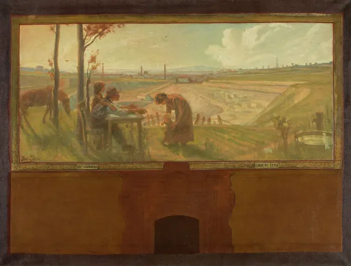 Framed Print : Esquisse pour la mairie de Vanves : Les carrières - Le jour du repos, 1902. Creator: Jean Joseph Enders Framed Print : Esquisse pour la mairie de Vanves : Les carrières - Le jour du repos, 1902. Creator: Jean Joseph Enders