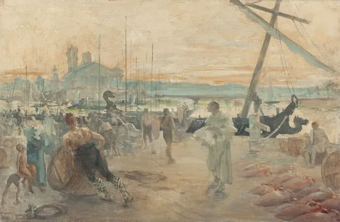 Framed Print : Esquisse pour la salle d'audience du tribunal de commerce de Paris : Les Nautes parisiens... c.1890 Creator: Paul Louis Delance Framed Print : Esquisse pour la salle d'audience du tribunal de commerce de Paris : Les Nautes parisiens... c.1890 Creator: Paul Louis Delance