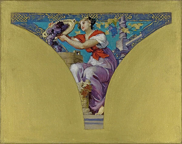 Esquisse pour la salle des Fêtes de l'Hôtel de Ville de Paris : La Bourgogne, 1891. Creator: François Emile Ehrmann