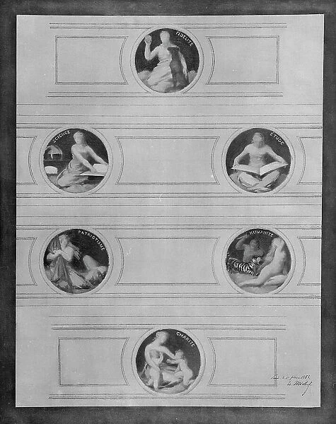 Esquisse pour la salle des mariages de la mairie de Saint-Maur-des-Fossés : Vertus civiques, 1883. Creator: Edouard Michel Lancon