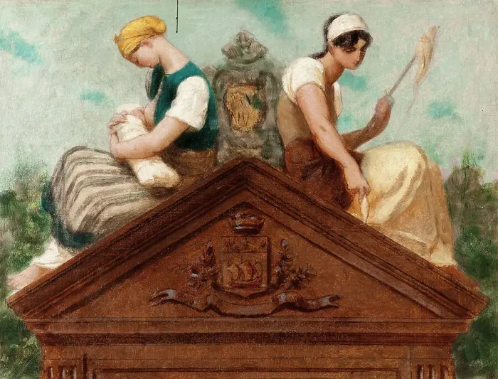 Framed Print : Esquisse pour la salle des mariages de la mairie du 13ème arrondissement : Vertus civiques. 1878. Creator: Gustave Boulanger