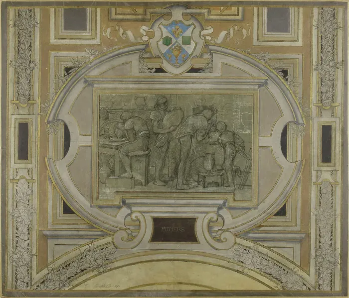 Framed Print : Esquisse pour la voute de la galerie des Métiers de l'Hôtel de Ville : Potiers, 1890. Creator: Pierre Victor Galland Framed Print : Esquisse pour la voute de la galerie des Métiers de l'Hôtel de Ville : Potiers, 1890. Creator: Pierre Victor Galland