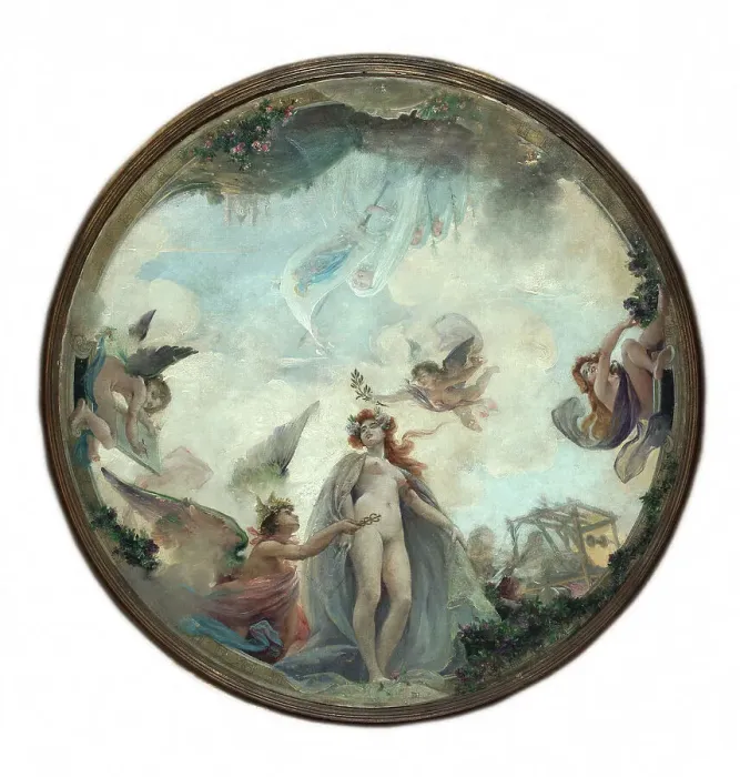 Framed Print : Esquisse pour le Buffet de la gare de Lyon : La ville de Lyon (plafond de la grande salle), c.1899. Creator: Guillaume Dubufe
