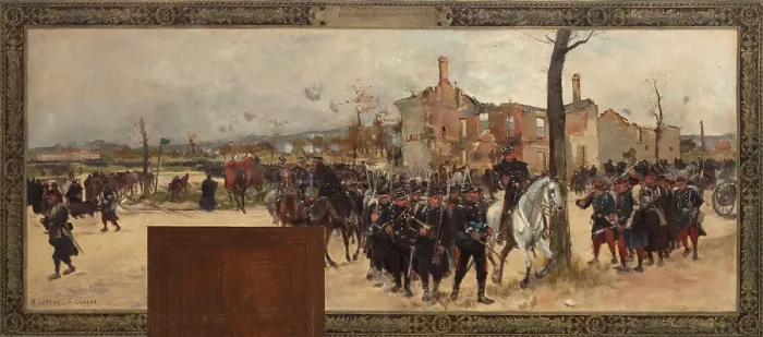 Framed Print : Esquisse pour le cabinet du Préfet de l'Hôtel de Ville de Paris : La défense extérieure, 1889. Creators: René Joseph Gilbert, Henri-Louis Dupray