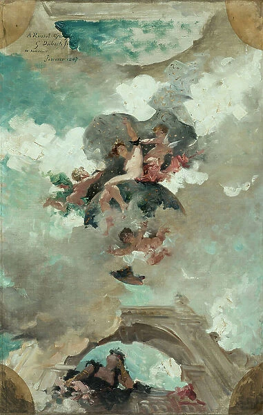 Esquisse pour le plafond du foyer de la Comédie française : Diane reine de la nuit, early 1887. Creator: Guillaume Dubufe