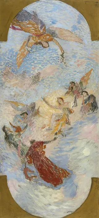 Framed Print : Esquisse pour le salon d'entrée sud de l'Hôtel de Ville : Apollon et les muses, 1892. Creators: Henri Jean Guillaume Martin, Louis Felix Bigaux