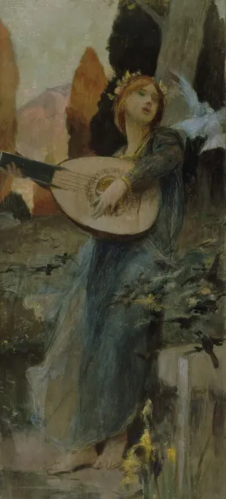Framed Print : Esquisse pour le salon des Arts de l'Hôtel de Ville de Paris : La Musique, 1903. Creator: Francois Flameng Framed Print : Esquisse pour le salon des Arts de l'Hôtel de Ville de Paris : La Musique, 1903. Creator: Francois Flameng