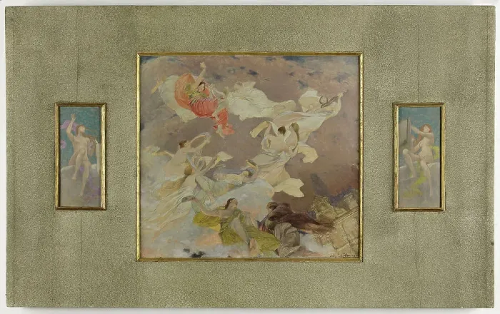 Framed Print : Esquisse pour le salon des Lettres de l'Hôtel de Ville de Paris : L'Inspiration... c.1891-1896. Creator: Jules-Joseph Lefebvre