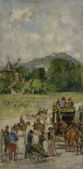 Framed Print : Esquisse pour le salon des Sciences de l'Hôtel de Ville : Le champ de courses de Longchamp, c.1889. Creator: John-Lewis Brown Framed Print : Esquisse pour le salon des Sciences de l'Hôtel de Ville : Le champ de courses de Longchamp, c.1889. Creator: John-Lewis Brown