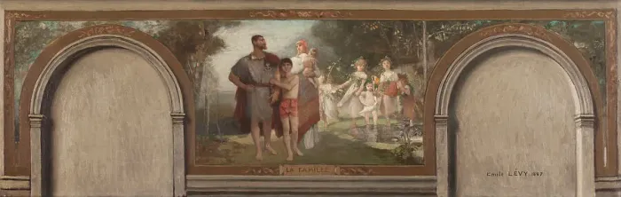 Framed Print : Esquisse pour le salon en hémicycle de la mairie du 16e : La famille, 1884. Creator: Emile Levy Framed Print : Esquisse pour le salon en hémicycle de la mairie du 16e : La famille, 1884. Creator: Emile Levy