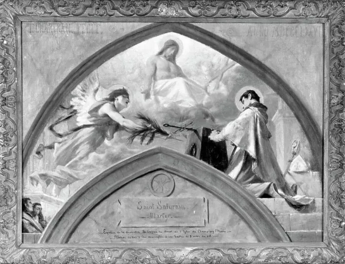 Framed Print : Esquisse pour l'église de Champigny-sur-Marne : le Martyre de saint Saturnin, 1876. Creator: Theobald Chartran Framed Print : Esquisse pour l'église de Champigny-sur-Marne : le Martyre de saint Saturnin, 1876. Creator: Theobald Chartran