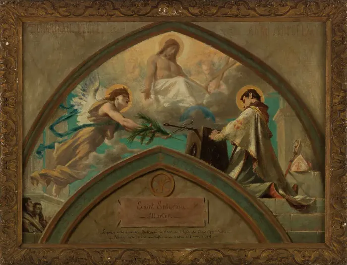 Framed Print : Esquisse pour l'église de Champigny-sur-Marne : le Martyre de saint Saturnin, 1876. Creator: Theobald Chartran Framed Print : Esquisse pour l'église de Champigny-sur-Marne : le Martyre de saint Saturnin, 1876. Creator: Theobald Chartran