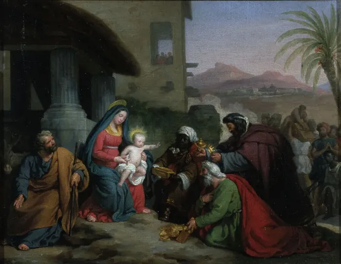 Framed Print : Esquisse pour l'église Notre-Dame-de-Lorette : L'Adoration des mages, c.1833. Creator: Jean-Pierre Granger Framed Print : Esquisse pour l'église Notre-Dame-de-Lorette : L'Adoration des mages, c.1833. Creator: Jean-Pierre Granger