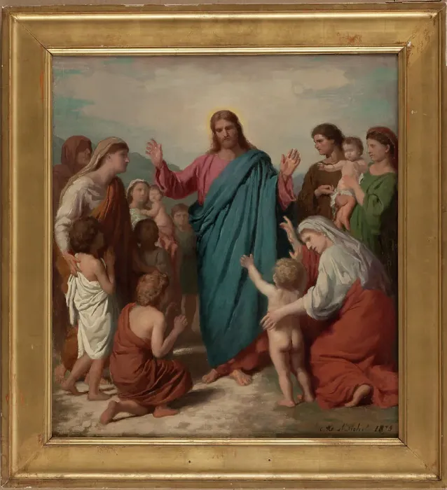 Framed Print : Esquisse pour l'église Notre-Dame-des-Blancs-Manteaux : Le Christ au milieu des enfants, 1873. Creator: Charles-Henri Hilaire Michel