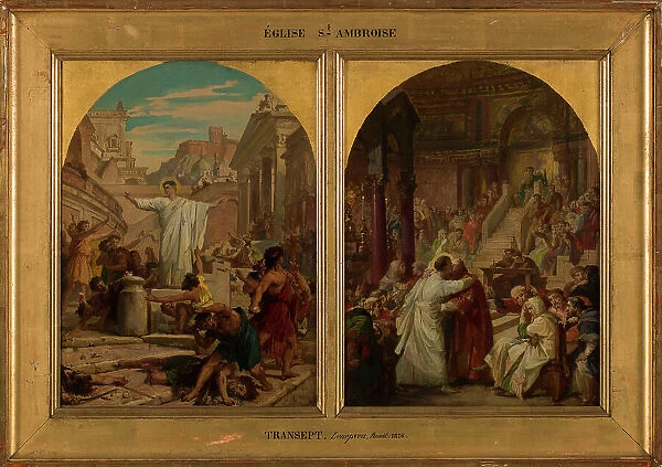 Esquisse pour l'église Saint-Ambroise : saint Augustin faisant cesser un usage... c.1872-1875. Creator: Jules Eugene Lenepveu