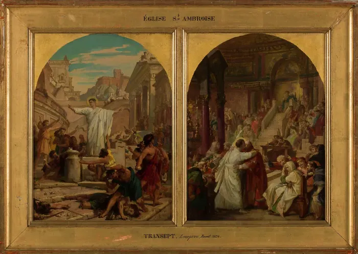 Framed Print : Esquisse pour l'église Saint-Ambroise : saint Augustin, au concile de Carthage... c.1873-1875. Creator: Jules Eugene Lenepveu Framed Print : Esquisse pour l'église Saint-Ambroise : saint Augustin, au concile de Carthage... c.1873-1875. Creator: Jules Eugene Lenepveu