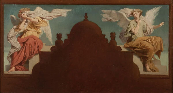 Esquisse pour l'église Saint-Etienne-du-Mont : Deux anges assis, 1874. Creator: Paul-Félix Guerie