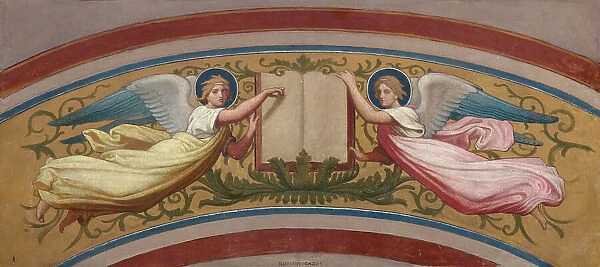 Esquisse pour l'église Saint-François-Xavier : Le livre des évangiles soutenu par... c.1874-1876. Creator: Romain Cazes
