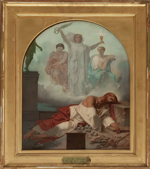 Framed Print : Esquisse pour l'église Saint-Jacques-du-Haut-le-Pas : Martyre de Saint Jacques, c.1860. Creator: Theodore Pierre Nicolas Maillot Framed Print : Esquisse pour l'église Saint-Jacques-du-Haut-le-Pas : Martyre de Saint Jacques, c.1860. Creator: Theodore Pierre Nicolas Maillot
