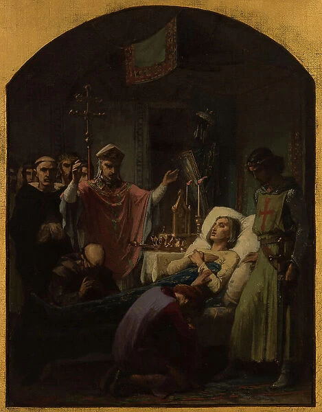 Esquisse pour l'église Saint-Louis d'Antin : La Mort de saint Louis, 1869. Creator: Pierre-Paul-Leon Glaize