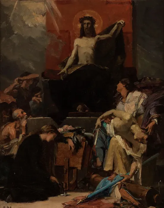 Framed Print : Esquisse pour l'église Saint-Nicolas-des-Champs : Le Christ Rédempteur, Le Christ... c.1877. Creator: Albert Maignan Framed Print : Esquisse pour l'église Saint-Nicolas-des-Champs : Le Christ Rédempteur, Le Christ... c.1877. Creator: Albert Maignan