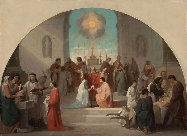 Esquisse pour l'église Sainte-Elisabeth : Les sept Sacrements, 1844. Creator: Paul Jourdy