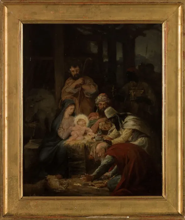 Framed Print : Esquisse pour l'église de Vanves : L'Adoration des Mages, 1875. Creator: Oscar-Pierre Mathieu Framed Print : Esquisse pour l'église de Vanves : L'Adoration des Mages, 1875. Creator: Oscar-Pierre Mathieu