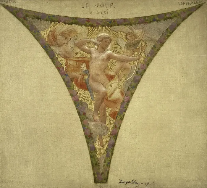 Framed Print : Esquisse pour l'escalier des fêtes de l'Hôtel de Ville - Le Jour - le Soleil ; Messidor... 1901. Creator: Joseph Blanc Framed Print : Esquisse pour l'escalier des fêtes de l'Hôtel de Ville - Le Jour - le Soleil ; Messidor... 1901. Creator: Joseph Blanc