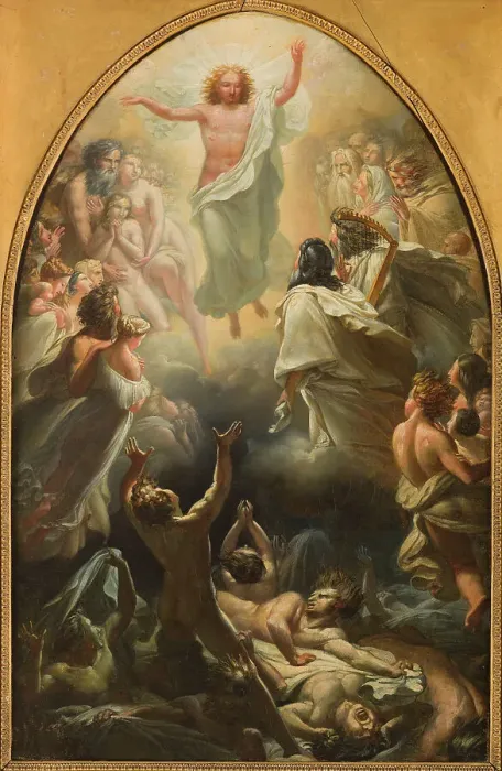 Framed Print : Esquisse pour Notre-Dame-de-La-Croix : La Descente de Jésus-Christ dans les limbes, c.1819. Creator: Pierre Claude François Delorme Framed Print : Esquisse pour Notre-Dame-de-La-Croix : La Descente de Jésus-Christ dans les limbes, c.1819. Creator: Pierre Claude François Delorme