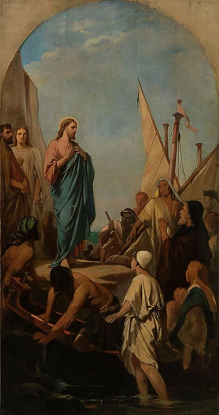 Esquisse pour Saint-Louis-en-l'Ile : Le Christ prêchant, c.1863. Creator: Camille Chazal