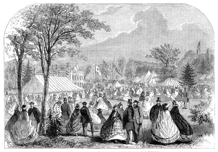 Framed Print : The Essex Agricultural Society's Show in the grounds at Sloe House, Halstead, 1862. Creator: Unknown Framed Print : The Essex Agricultural Society's Show in the grounds at Sloe House, Halstead, 1862. Creator: Unknown