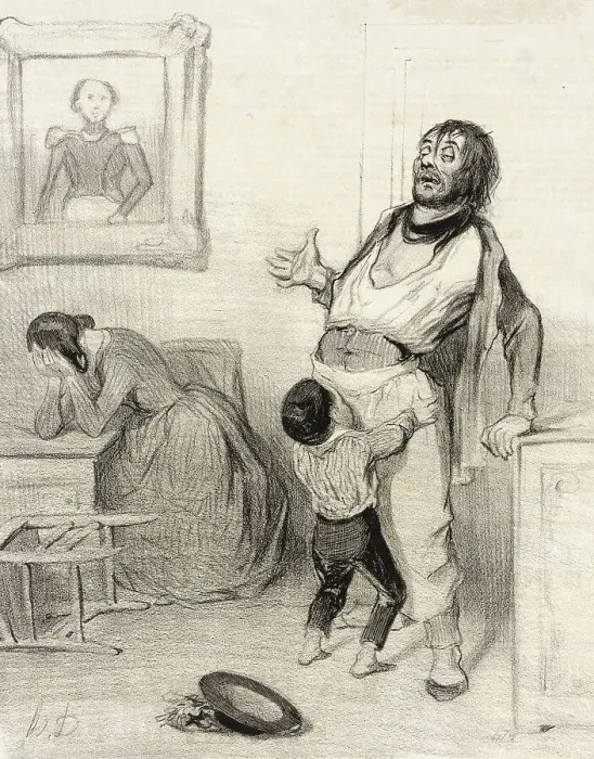 Framed Print : Est-il permis de revenir de Bercy dans un état pareil.. 1843. Creator: Honore Daumier Framed Print : Est-il permis de revenir de Bercy dans un état pareil.. 1843. Creator: Honore Daumier