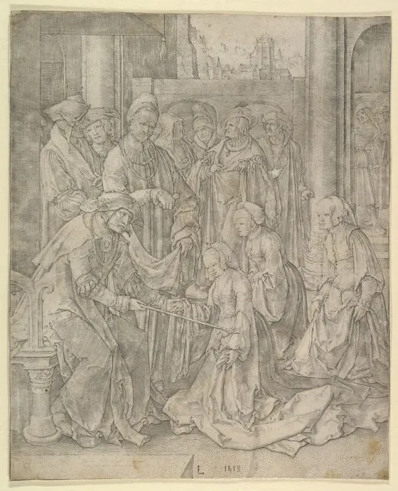 Framed Print : Esther Before Ahasuerus, 1518. Creator: Lucas van Leyden Framed Print : Esther Before Ahasuerus, 1518. Creator: Lucas van Leyden