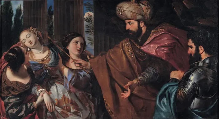 Framed Print : Esther before Ahasuerus, Between 1660 and 1670. Artist: Bonatti, Giovanni (1635-1681) Framed Print : Esther before Ahasuerus, Between 1660 and 1670. Artist: Bonatti, Giovanni (1635-1681)