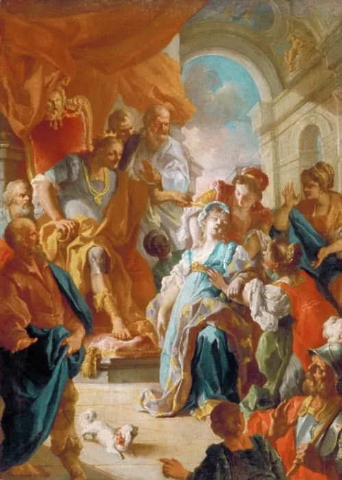 Framed Print : Esther Before Ahasuerus, c1758. Creator: Lorenzo de Caro Framed Print : Esther Before Ahasuerus, c1758. Creator: Lorenzo de Caro