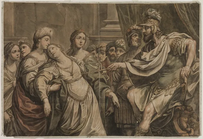 Framed Print : Esther Before Ahasuerus, late 17th century. Creator: Louis Cheron Framed Print : Esther Before Ahasuerus, late 17th century. Creator: Louis Cheron