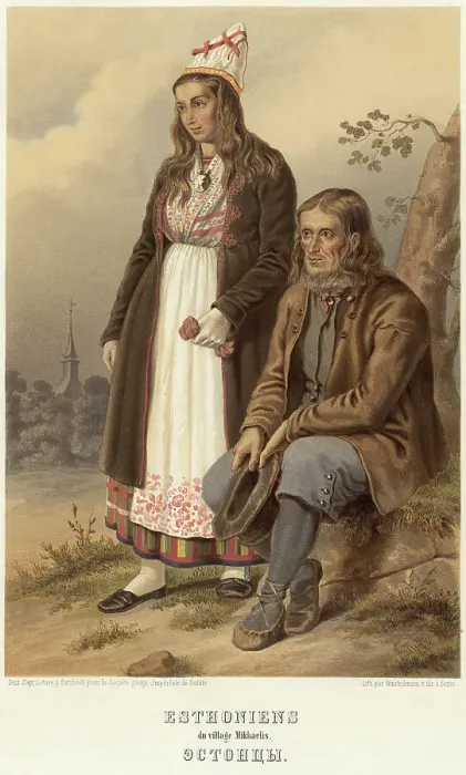 Framed Print : Estonians, 1862. Creator: Avgust Ivanovich Pettsol'd Framed Print : Estonians, 1862. Creator: Avgust Ivanovich Pettsol'd