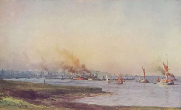 Framed Print : An Estuary, 1910. Artist: WL Wythe Framed Print : An Estuary, 1910. Artist: WL Wythe