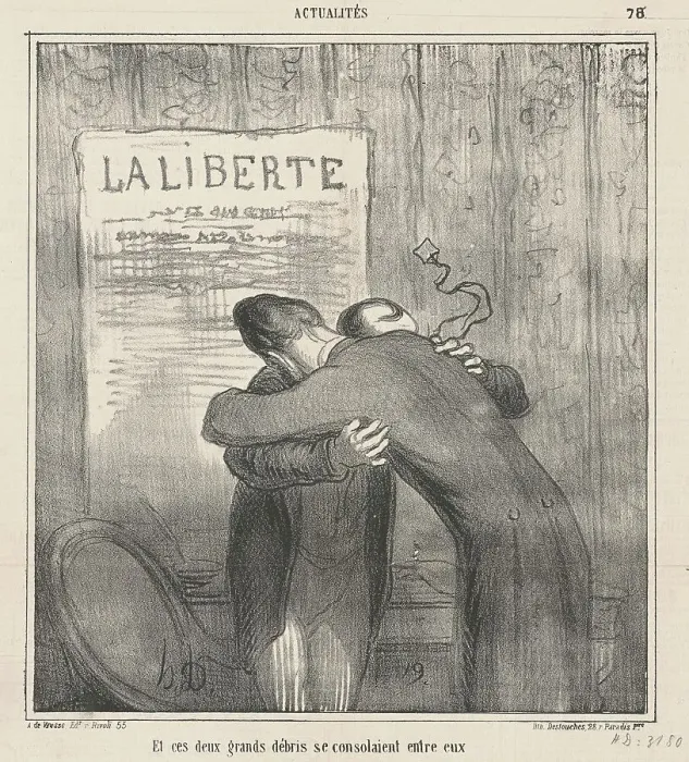 Framed Print : Et ces deux grands débris se consolaient, 19th century. Creator: Honore Daumier Framed Print : Et ces deux grands débris se consolaient, 19th century. Creator: Honore Daumier
