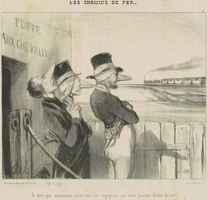 Framed Print : Et dire que maintenant, voilà...tous les voyageurs qui nous passent devant le nez!, 19th century. Creator: Honore Daumier Framed Print : Et dire que maintenant, voilà...tous les voyageurs qui nous passent devant le nez!, 19th century. Creator: Honore Daumier