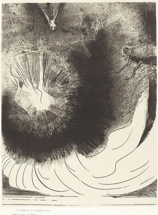 Framed Print : Et il tombe du ciel une grande etoile ardente (And there fell a great star from heaven... 1899. Creator: Odilon Redon) Framed Print : Et il tombe du ciel une grande etoile ardente (And there fell a great star from heaven... 1899. Creator: Odilon Redon)