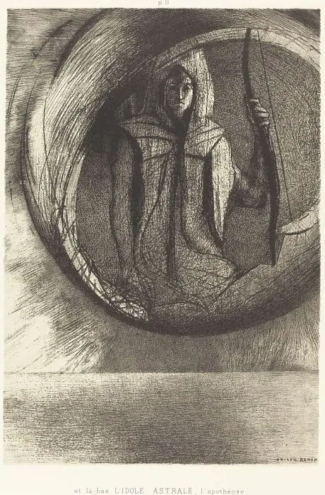 Framed Print : Et la-bas l'idole astrale, l'Apotheose (And beyond, the star idol, the apotheosis), 1891. Creator: Odilon Redon Framed Print : Et la-bas l'idole astrale, l'Apotheose (And beyond, the star idol, the apotheosis), 1891. Creator: Odilon Redon
